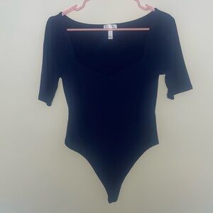 Leith Navy Square Neck Bodysuit Size Medium